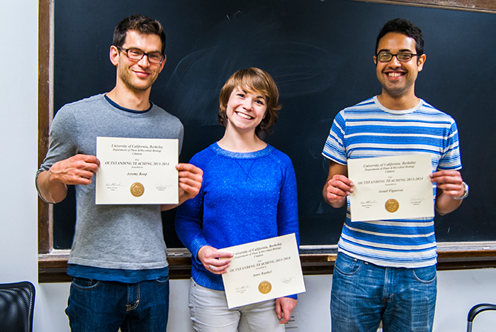 Outstanding Graduate Student Instructors: Jeremy Roop, Anne Runkel, and Israel Figueroa