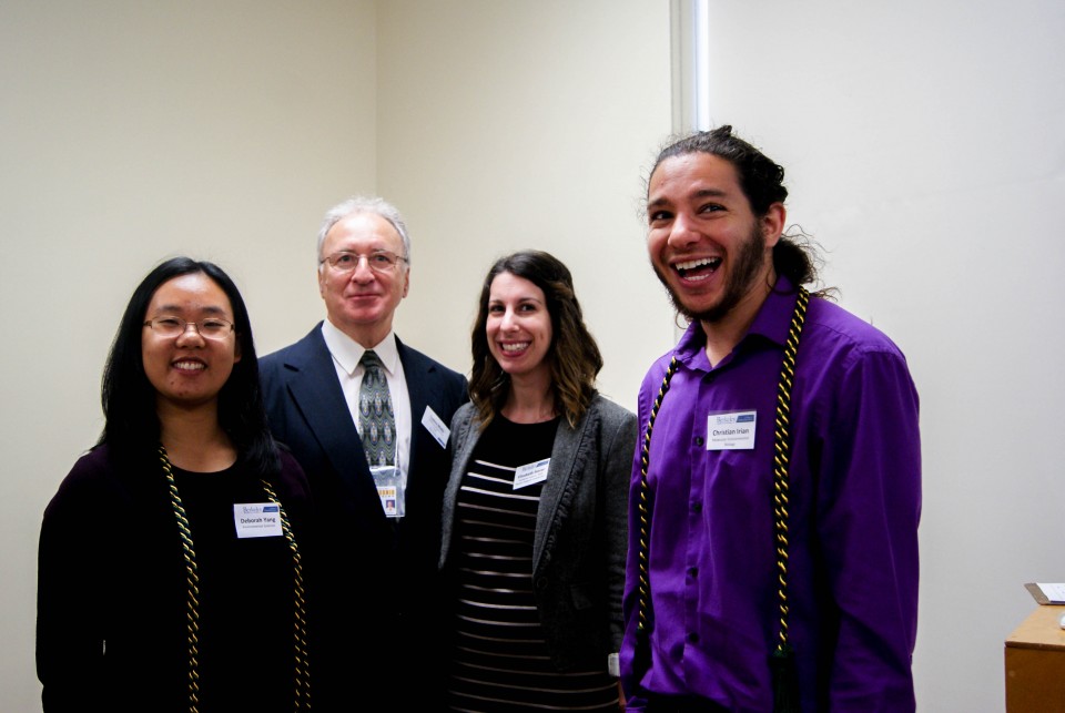 From left to right, Deborah Yang, Professor Tasios Melis, Advisor Elizabeth Storer, and Christian Irian (Photo by Mei Mei)